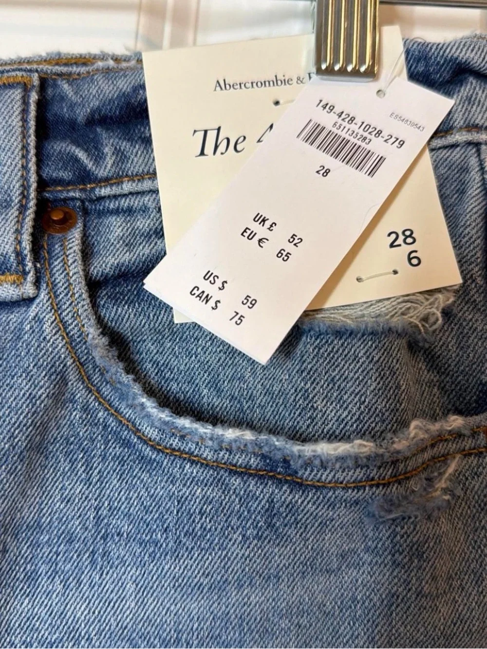 Abercrombie & Fitch Distressed Blue Denim Jean Shorts - Picture 2 of 3